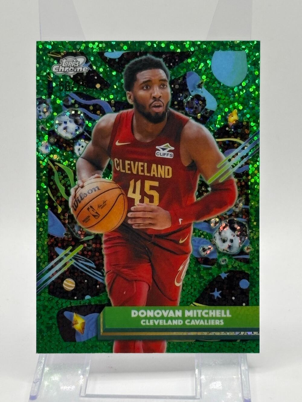 2025-26 Topps Cosmic Chrome Donovan Mitchell Green Space Dust Refractor 56/75 SP